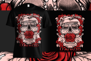 Signature T Shirt Design - Scooter/Sports Roses and Skulls | Diseño de Camiseta por mckirbz