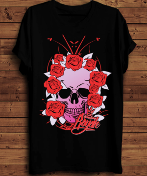 Signature T Shirt Design - Scooter/Sports Roses and Skulls | Diseño de Camiseta por creative gravity