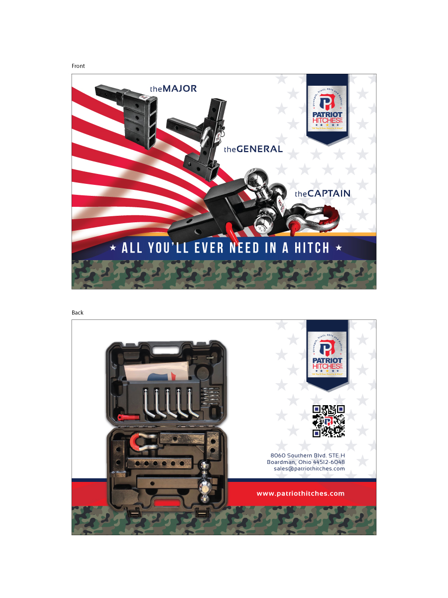 Postcard Design by Hui Jing for Patriot Hitches, LLC | Design #20783378