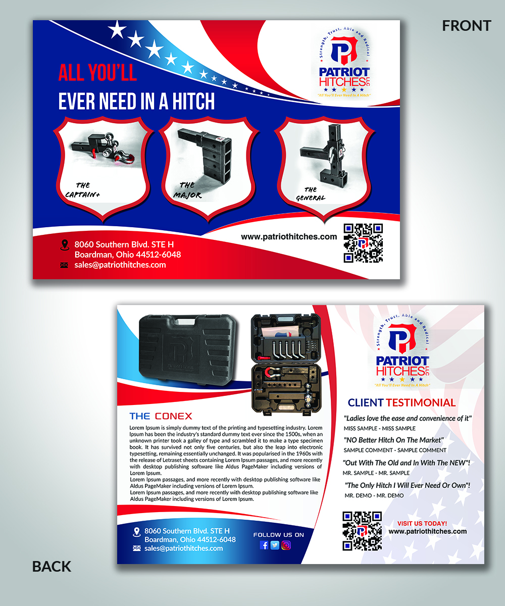 Postcard Design by innovative earth for Patriot Hitches, LLC | Design #20782383