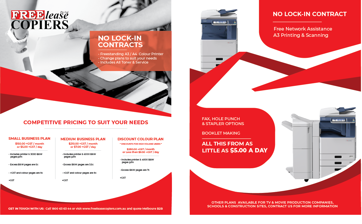 Design de Flyer par Knockout pour Freelease Copiers | Design #20757336