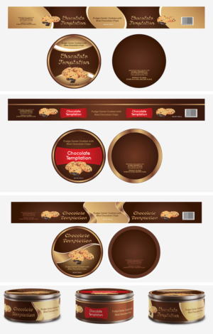 3.56oz Fudge Filled Chocolate Chip Cookie Tins (3 Design Set) | Merchandize-Design von mmmarif1982