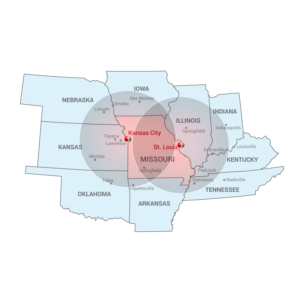 Service area map addition of regional office | Design de Brochure par coo.lt