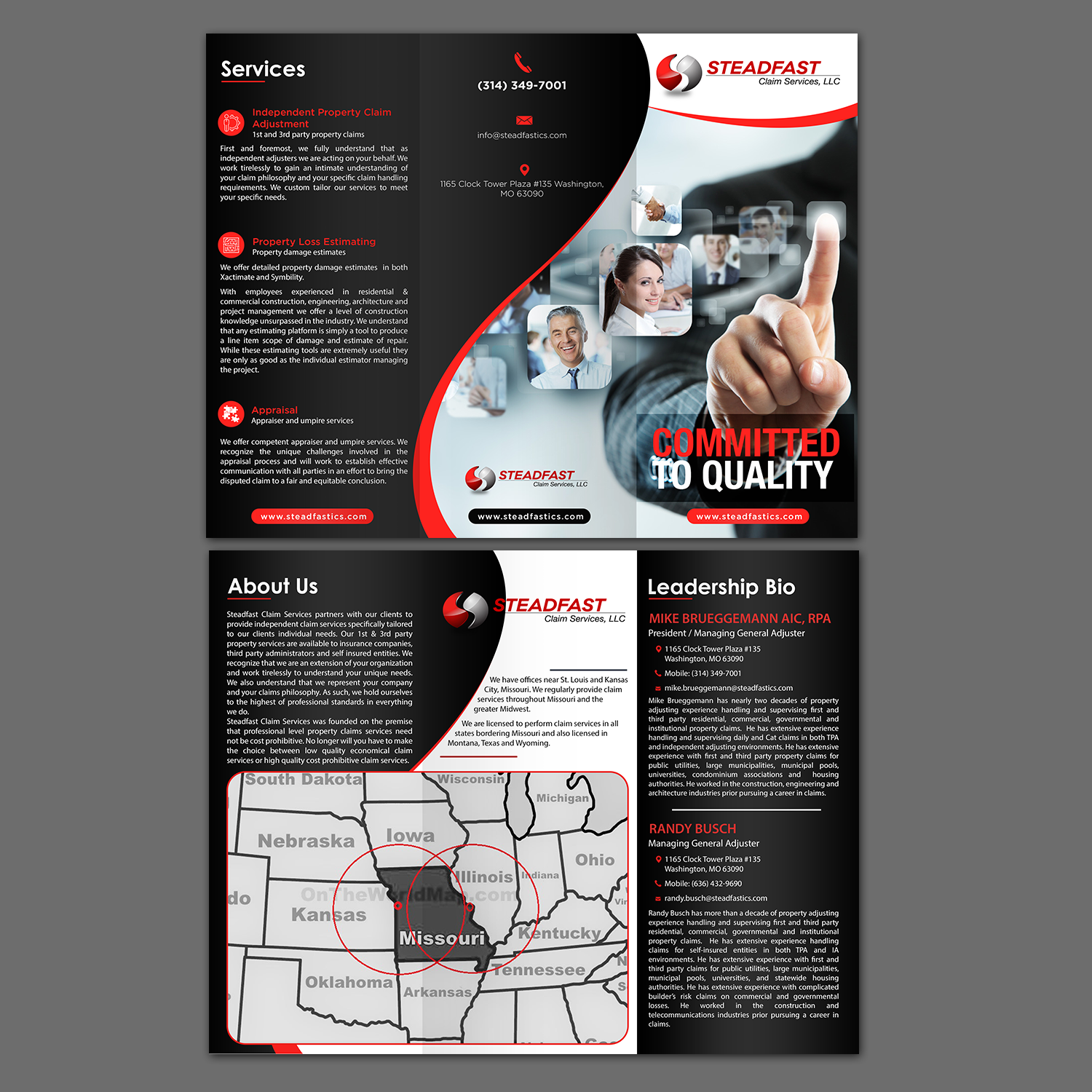 Brochure Design by Schöpfer for Steadfast Claim Services | Design #20797445
