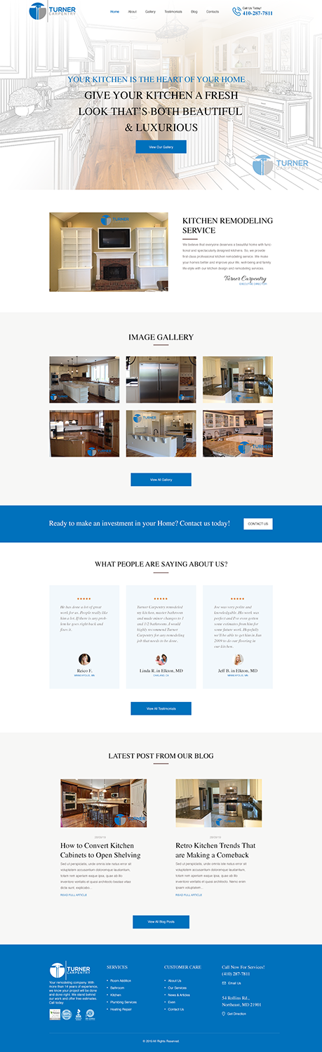 Web Design par Mukarram Haidari pour Turner Carpentry | Design #20813294
