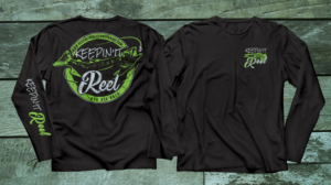 A catchy sweat shirt design for a fishing company | T-shirt Design by db1404