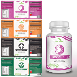 Label for 5 product lines (dietary supplement, beauty, men, superfood) | Label Design by ordelya.nicole