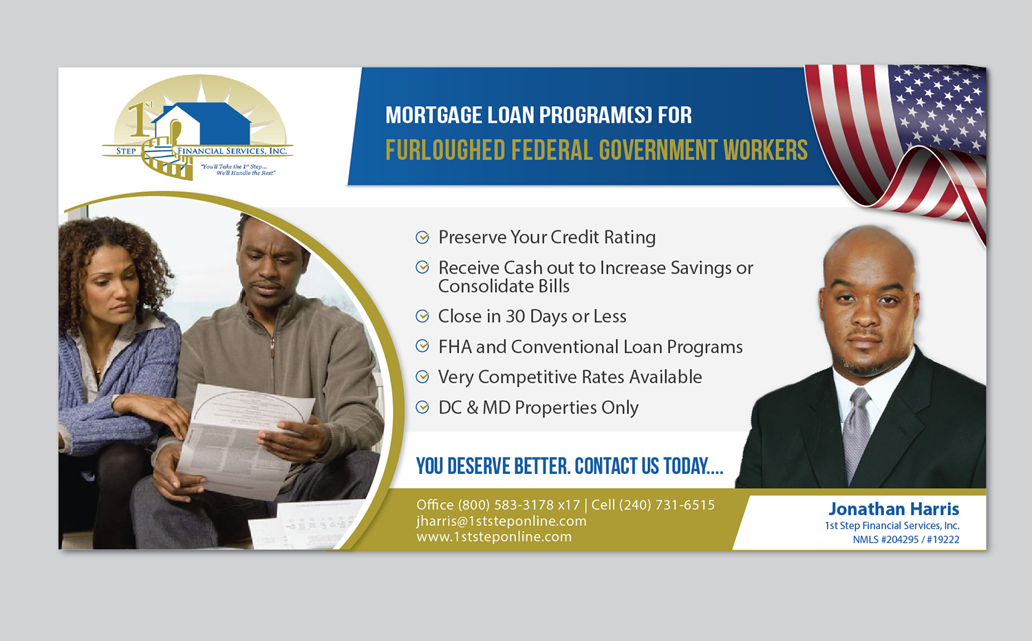 Flyer-Design von alex989 für 1st Step Financial Services, Inc. | Design #20805494