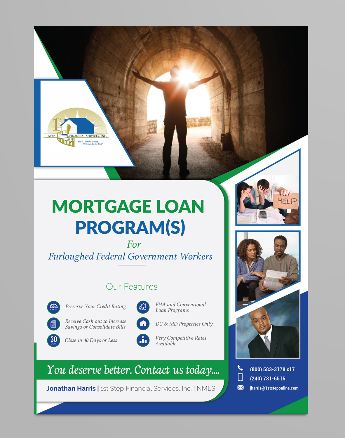 Flyer-Design von ilovedesign1 für 1st Step Financial Services, Inc. | Design #20803252