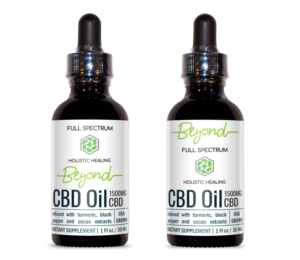 Beyond Full Spectrum CBD Oil infused with turmeric, black pepper and cacao extracts | Label Design by 55rova
