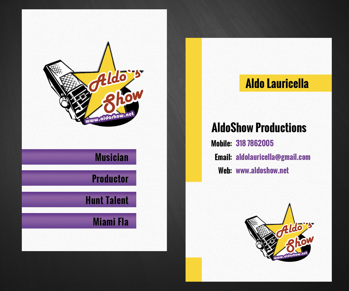 Business Card Design by Sarah Haroon for AldoShow | Design #2924766