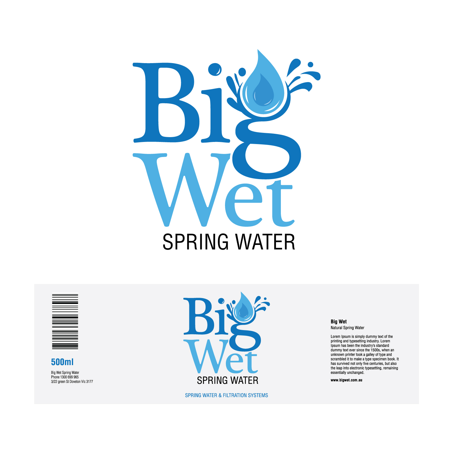Logo Design by HarishRudrappa for Big Wet Spring Water | Design #20829166