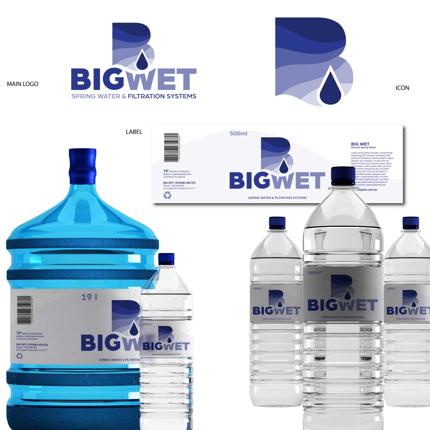 Logo Design by coo.lt for Big Wet Spring Water | Design #20829833