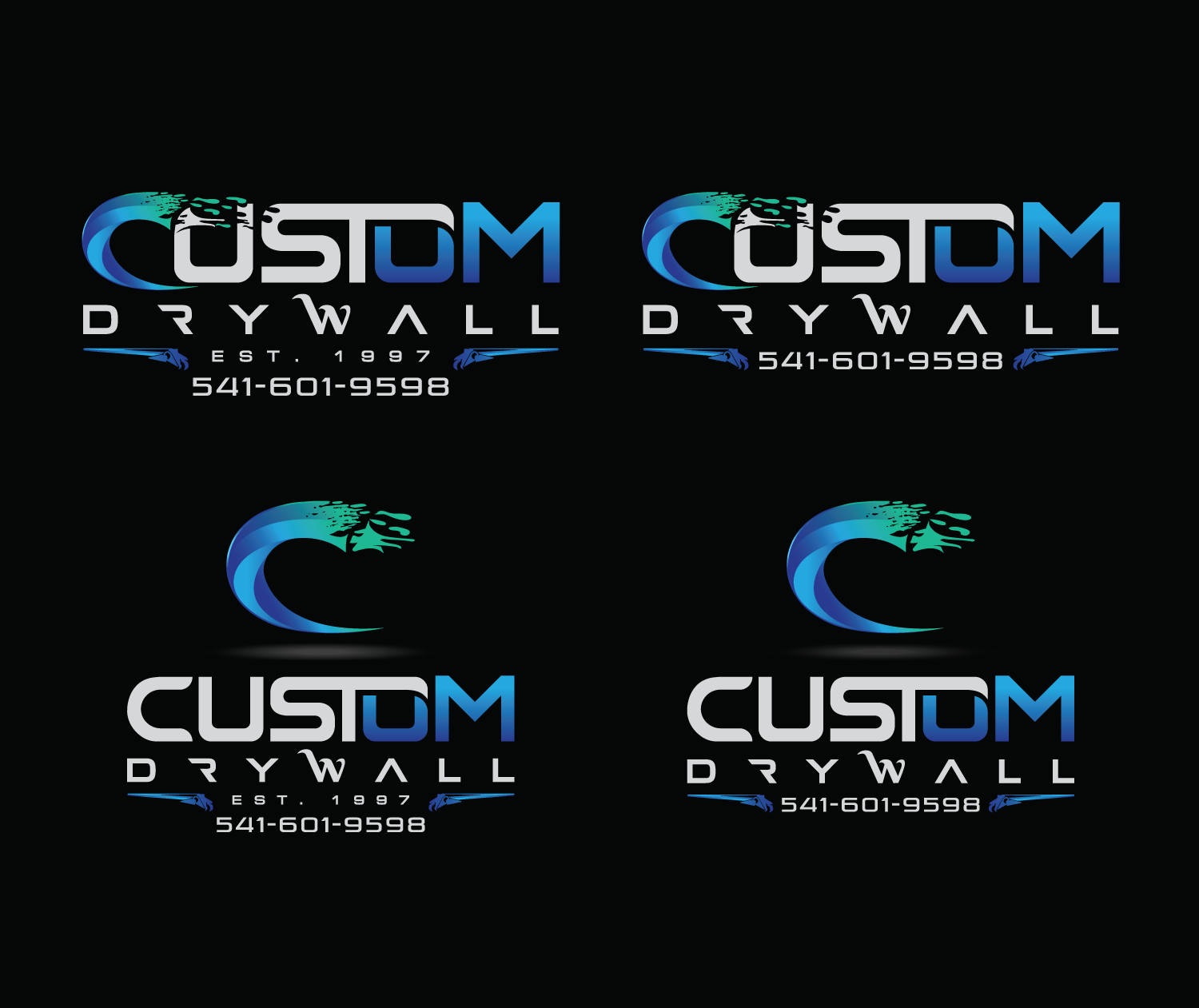 Bold, Modern, Construction Company Logo Design for Custom Drywall Inc