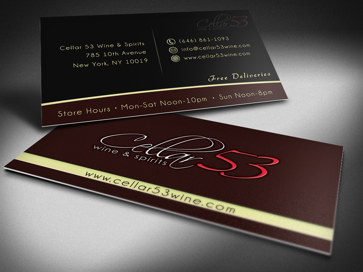 Business Card Design by FutureDesigne for Cellar 53 Wine & Spirits | Design #2935199