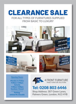 Flyer-Design von Deziners Zone für 4 Front Furniture | Design: #20850277