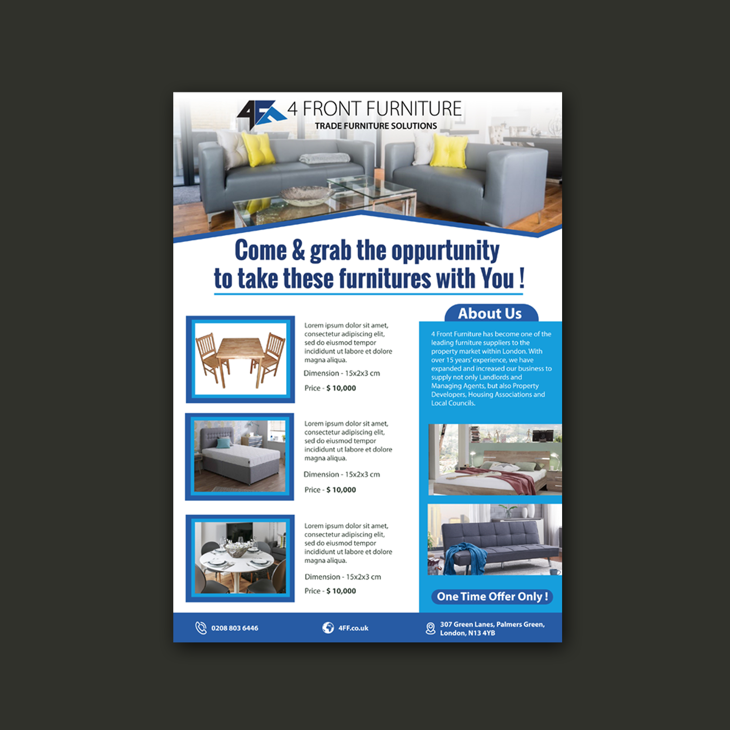 Diseño de Flyer por aspiremedia para 4 Front Furniture | Diseño #20852420