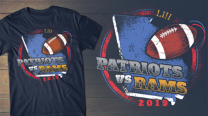 The New England patriots and the Los Angeles rams game day T-shirt  | Diseño de Camiseta por db1404
