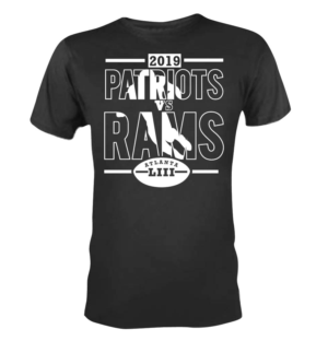 The New England patriots and the Los Angeles rams game day T-shirt  | T-shirt Design by 75-R-P-Z