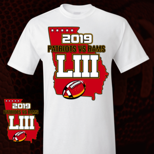 The New England patriots and the Los Angeles rams game day T-shirt  | T-shirt Design by adigoofy 2