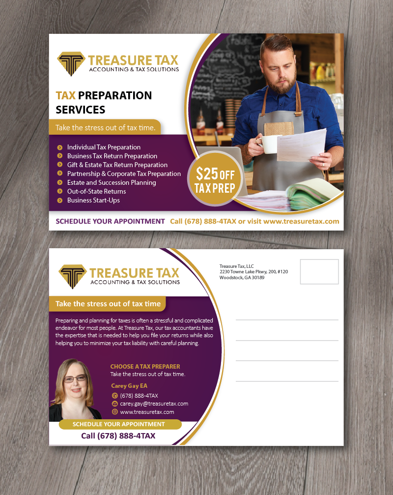 Postkarten-Design von alex989 für Treasure Tax, LLC | Design #20877684