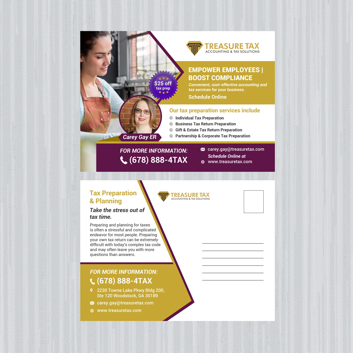 Postkarten-Design von debdesign für Treasure Tax, LLC | Design #20880699