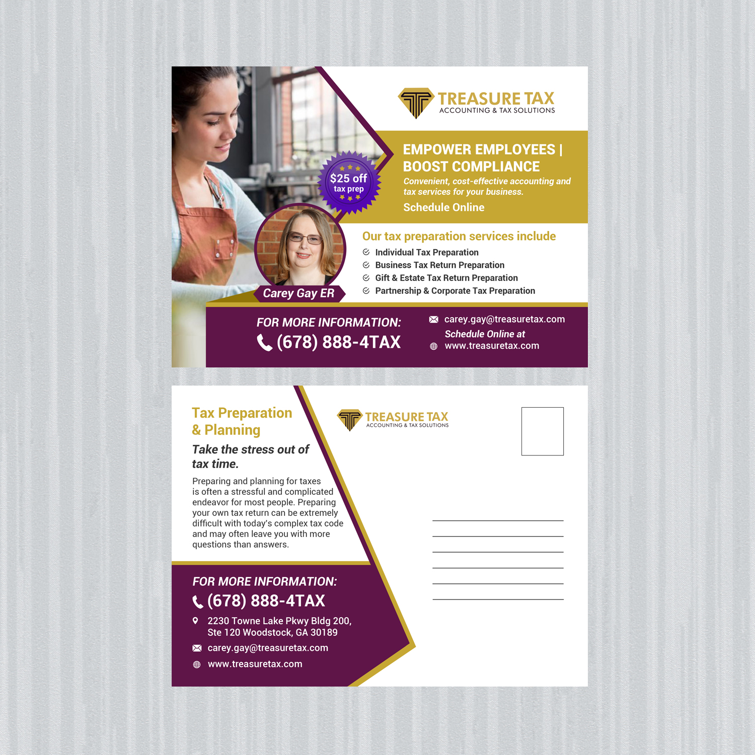 Postkarten-Design von debdesign für Treasure Tax, LLC | Design #20880760