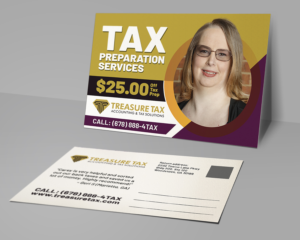 Postkarten-Design von Deziners Zone für Treasure Tax, LLC | Design: #20881253