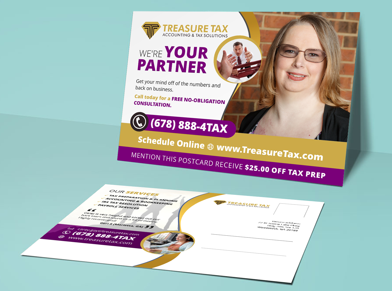 Postkarten-Design von OwnDesign für Treasure Tax, LLC | Design #20871035