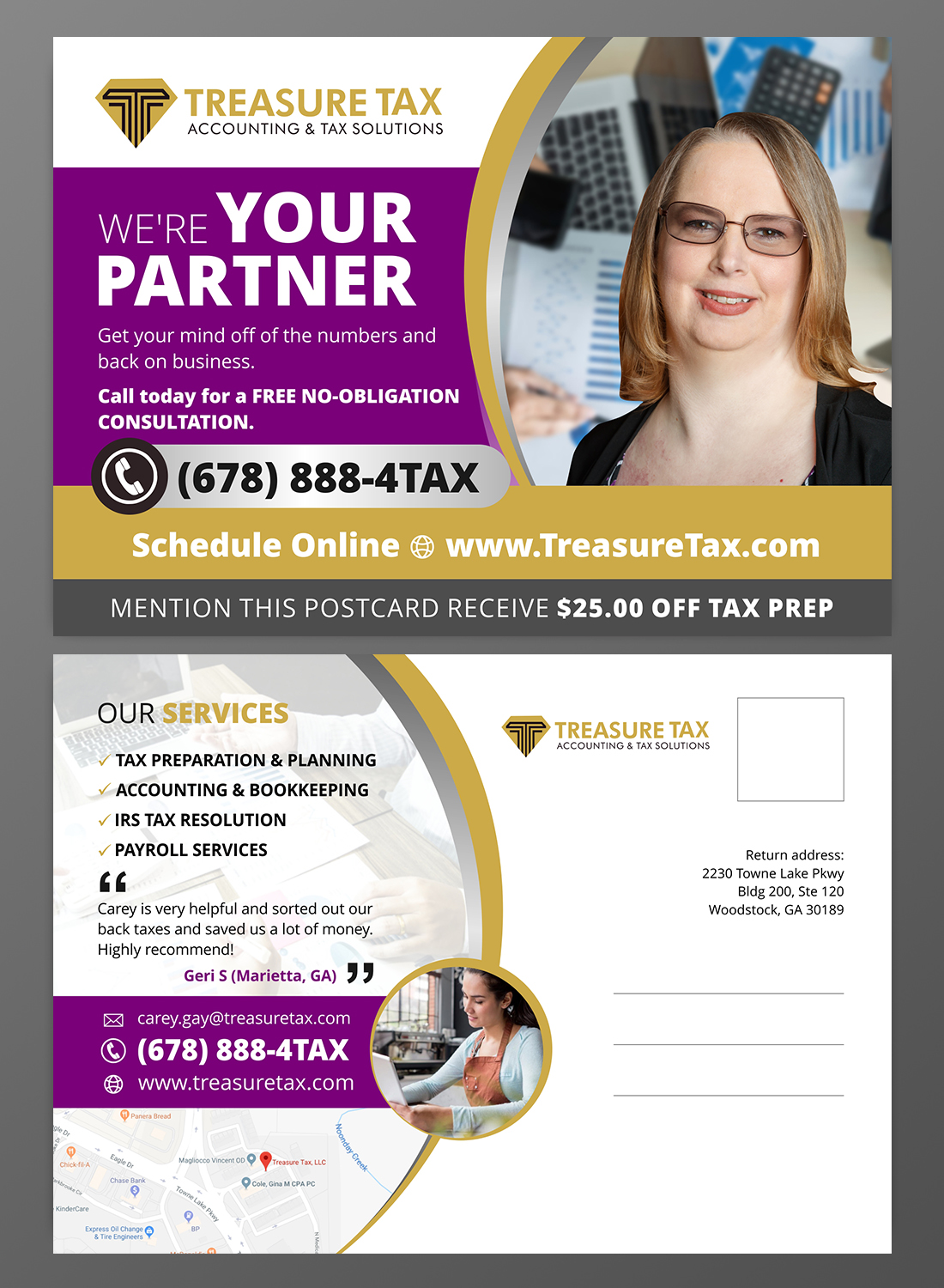 Postcard Design by OwnDesign for Treasure Tax, LLC | Design #20930536