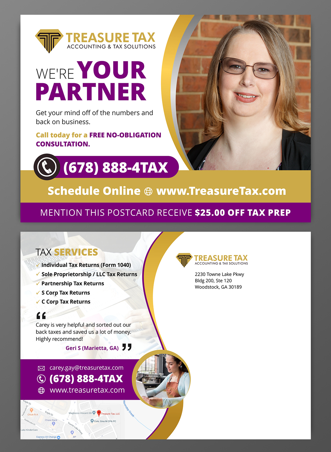 Postcard Design by OwnDesign for Treasure Tax, LLC | Design #20949400