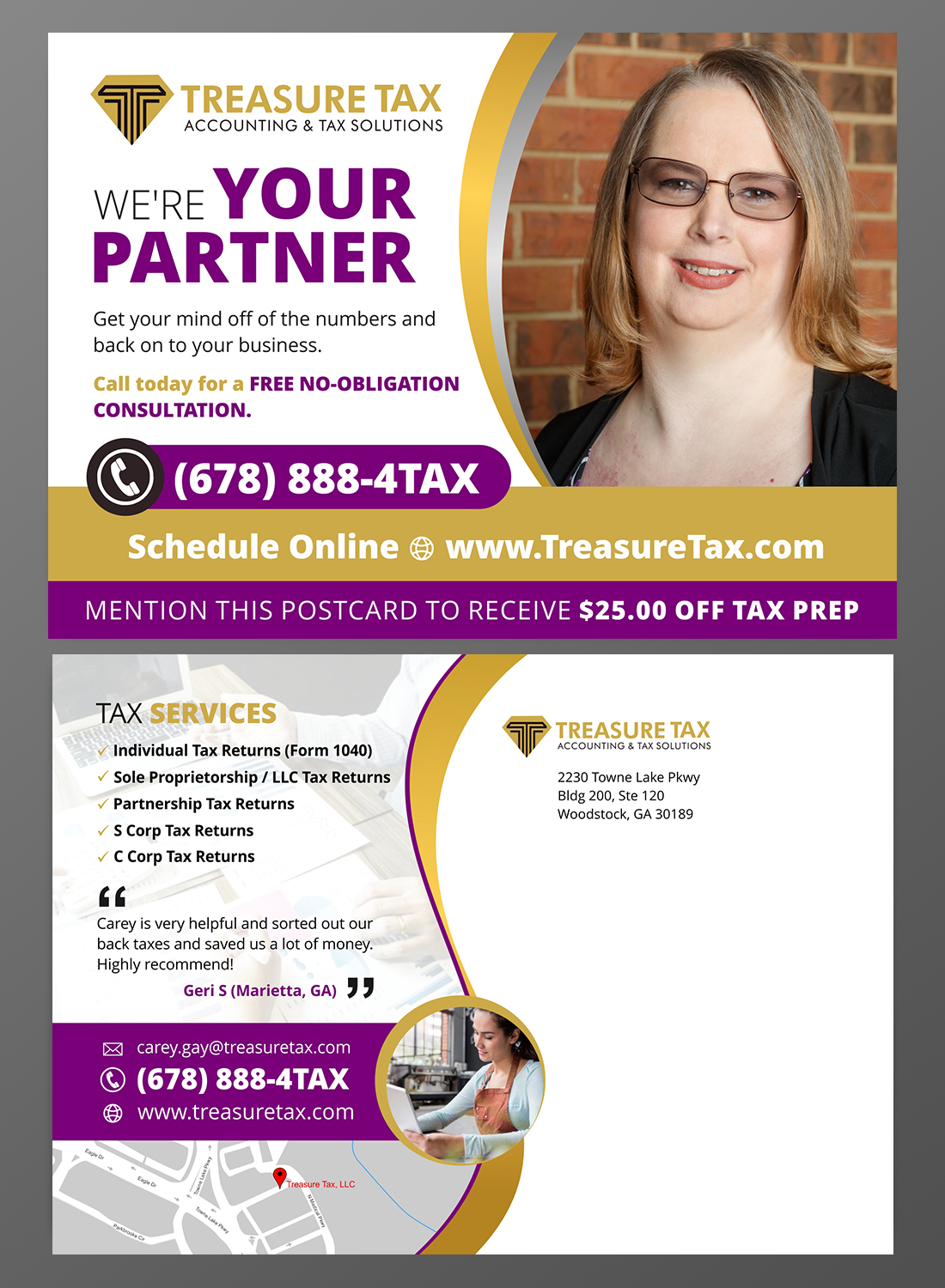 Postcard Design by OwnDesign for Treasure Tax, LLC | Design #20960622
