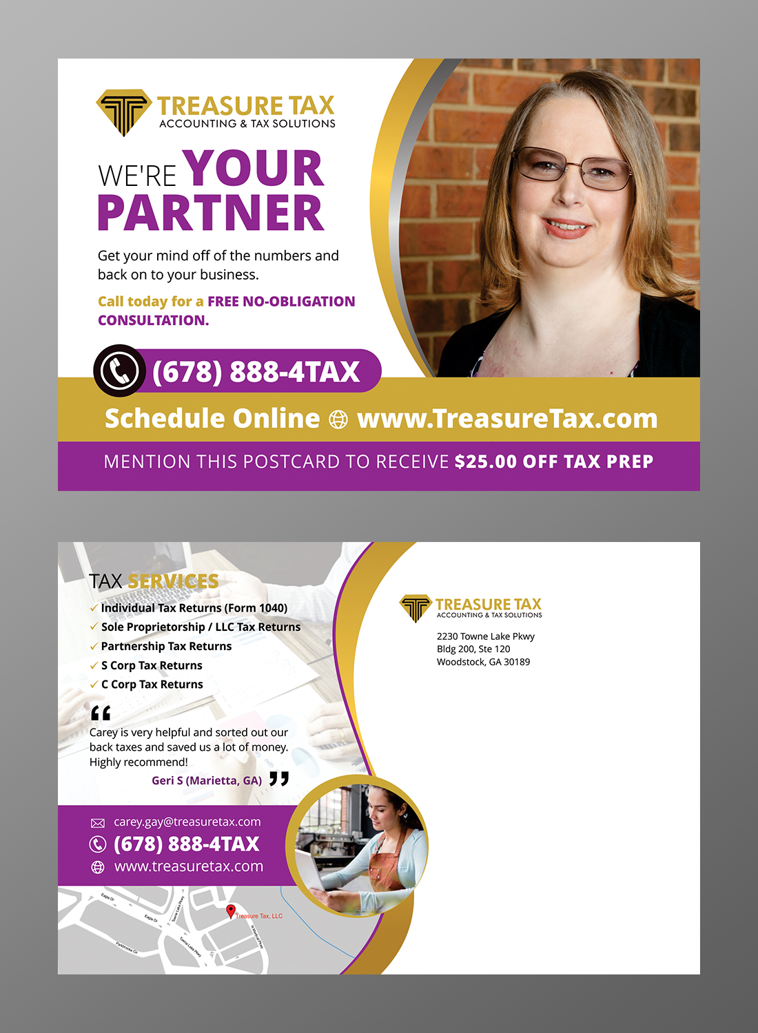 Design de Carte Postale par OwnDesign pour Treasure Tax, LLC | Design #20962157