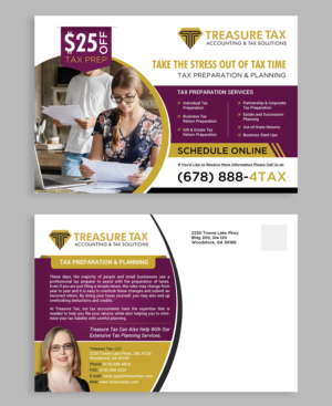 Postcard Design by SWASTIK for Treasure Tax, LLC | Design: #20873936