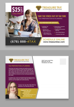 Postcard Design by SWASTIK for Treasure Tax, LLC | Design: #20901560