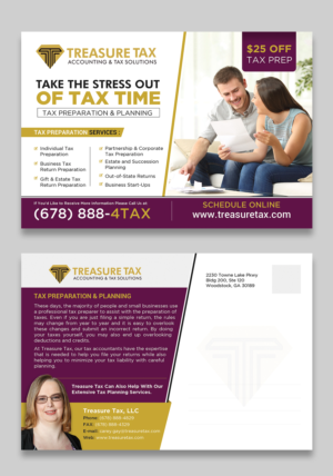 Postcard Design by SWASTIK for Treasure Tax, LLC | Design: #20933568