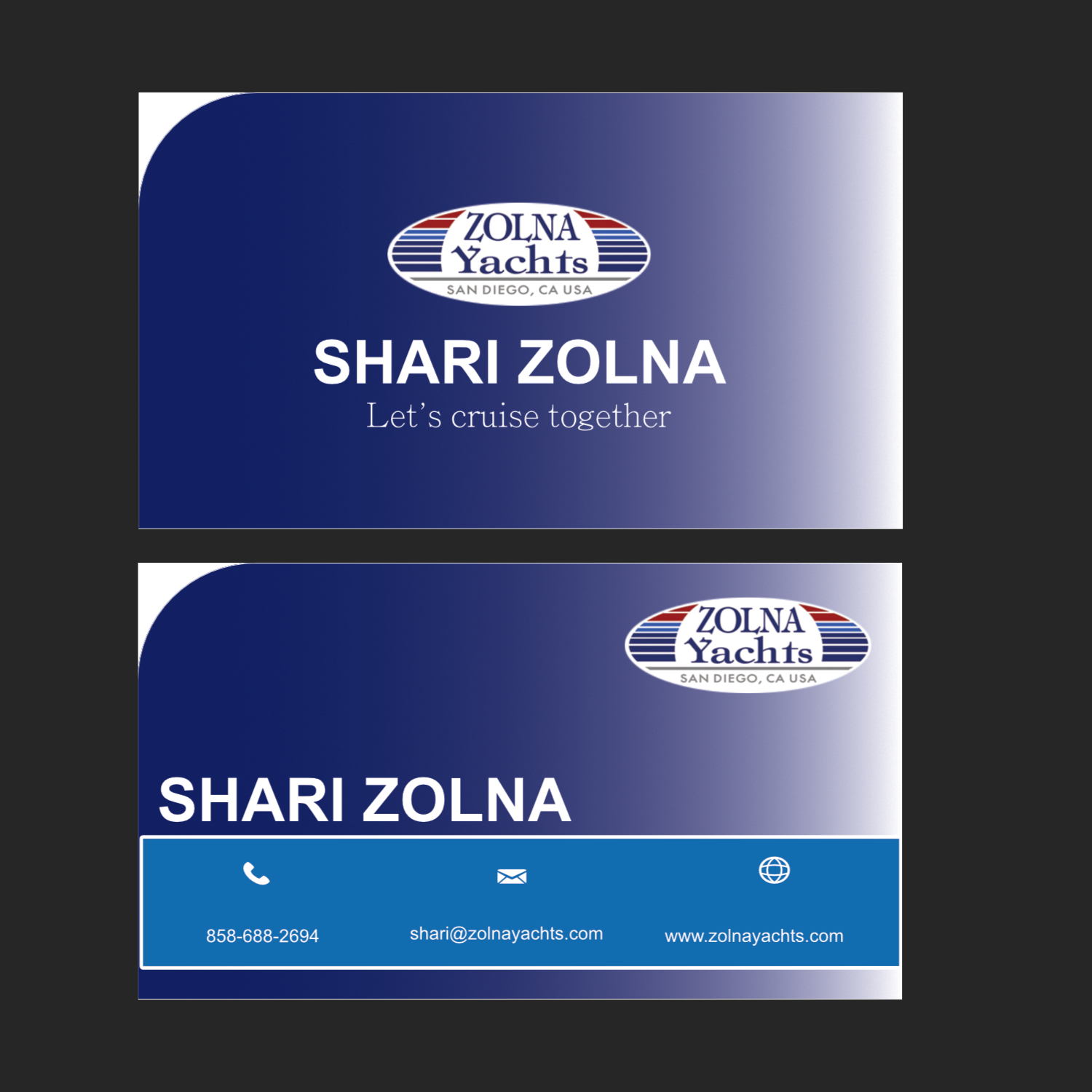Visitenkarten-Design von DarshanaMAX für Zolna Yachts | Design #20997438