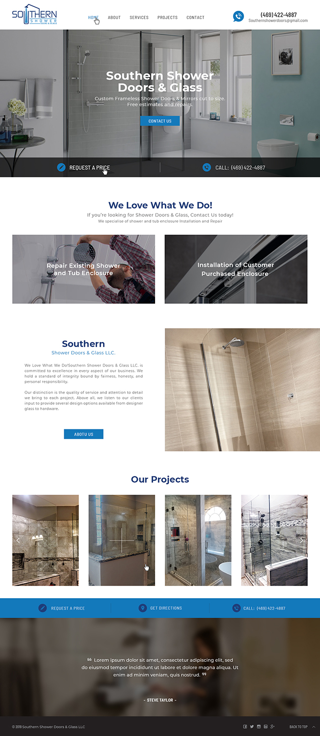Web Design by Ved Web Services for Southern Shower Doors & Glass | Design #20892392