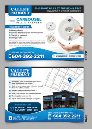 Valley Pharmacy promoting Careousel Pill Dispenser | Flyer Design by SAI DESIGNS
