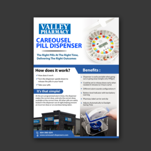 Valley Pharmacy promoting Careousel Pill Dispenser | Flyer Design by Schöpfer