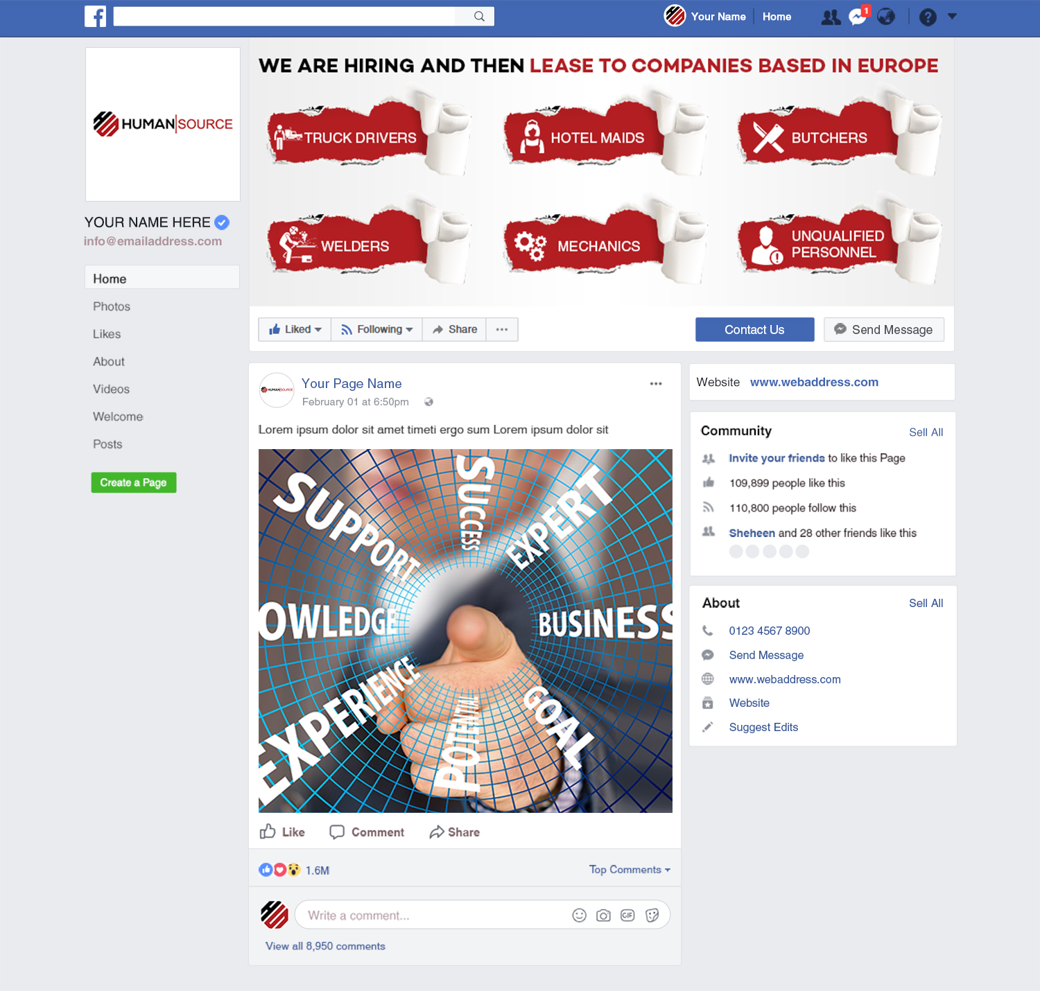 Diseño de Facebook por SAI DESIGNS para Humansource srl | Diseño #20919638