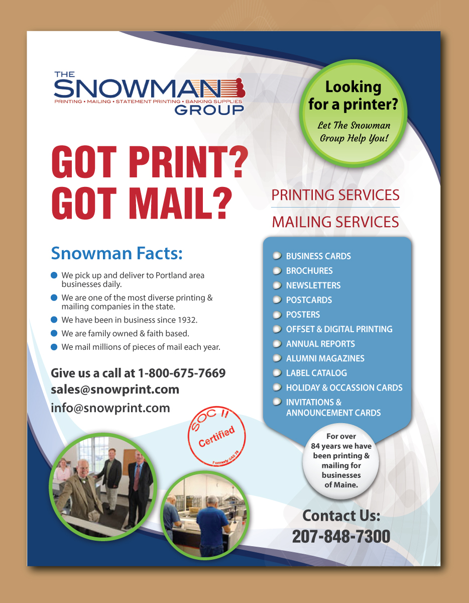 Flyer Design by meet007 for THE SNOWMAN GROUP | Design #20899494