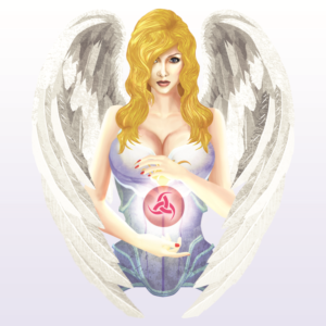  Graphic artwork Angel holding a glowing ball in her hands | Design Graphique par BJY