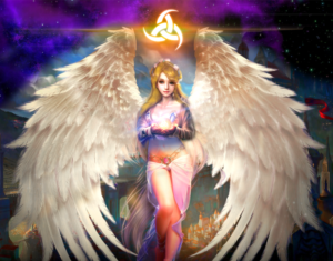 Graphic artwork Angel holding a glowing ball in her hands | Design Graphique par Rickyy