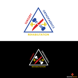 Just the words Surgery, Orthopaedics, Rehabilitation separately on the outside of the triangle | Logo Design by Graphic Bricks