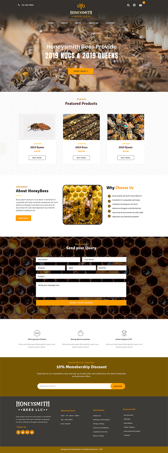 Wix Design by Expert Designer for HoneySmith Bees LLC | Design #20946286