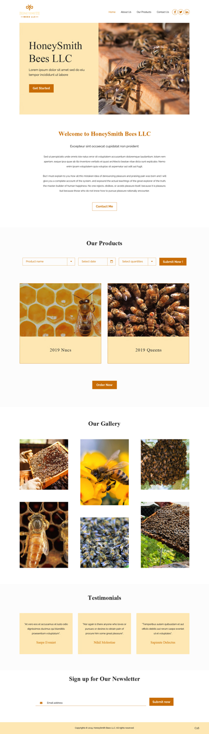 Wix Design by pb for HoneySmith Bees LLC | Design #20926673