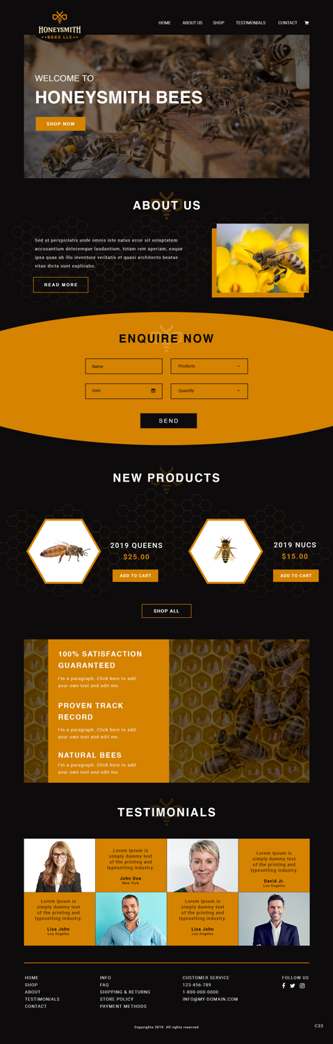 Wix Design by pb for HoneySmith Bees LLC | Design #20926687