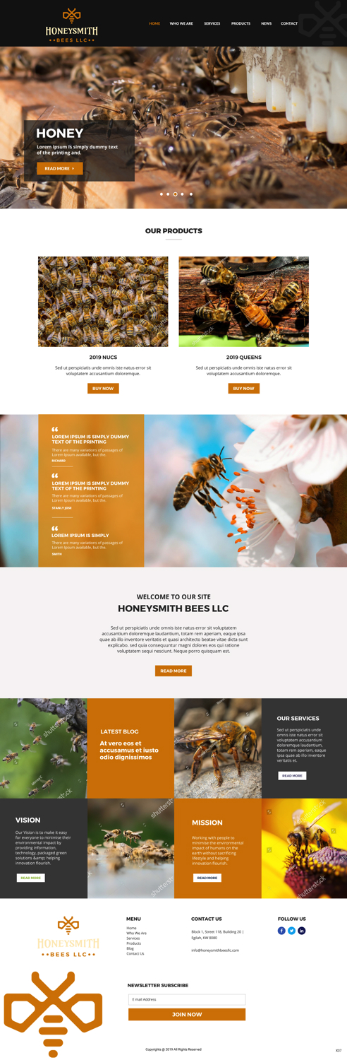Wix Design by pb for HoneySmith Bees LLC | Design #20926699