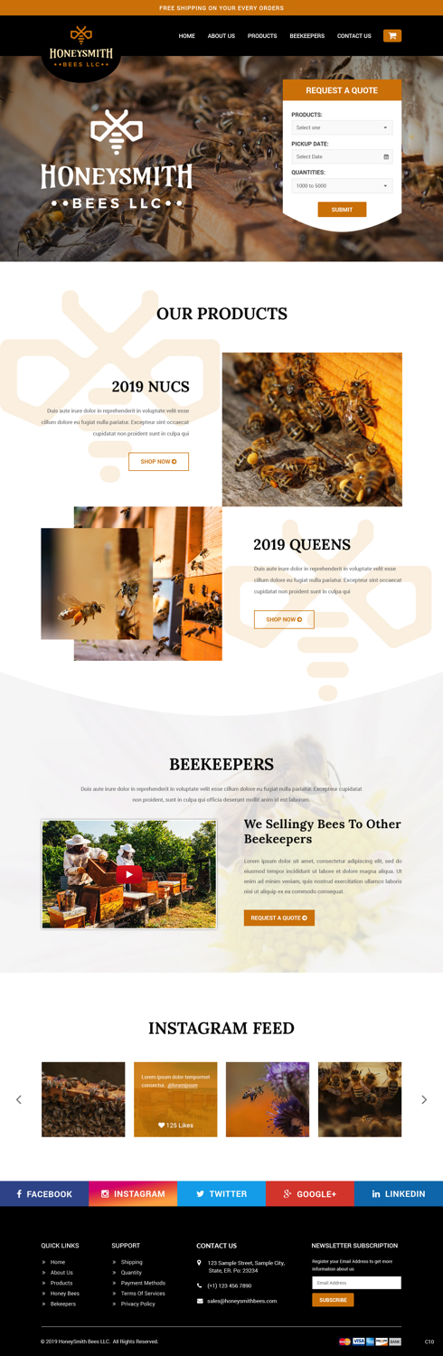 Wix Design by pb for HoneySmith Bees LLC | Design #20942666